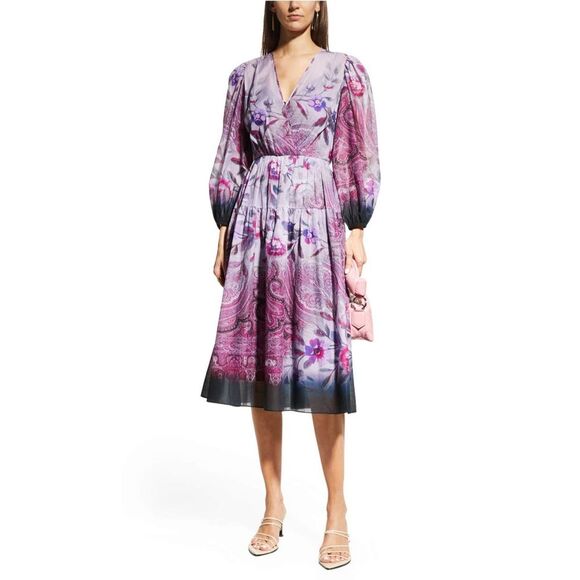 Kobi Halperin Chloe Blouson Sleeve Midi Dress with Pockets, NWT, Size XS - Picture 2 of 15